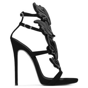 GUISEPPE ZANOTTI BLACK CRUEL HEEL SZ 37.5 Chic Black Sculpted Heel Sandals